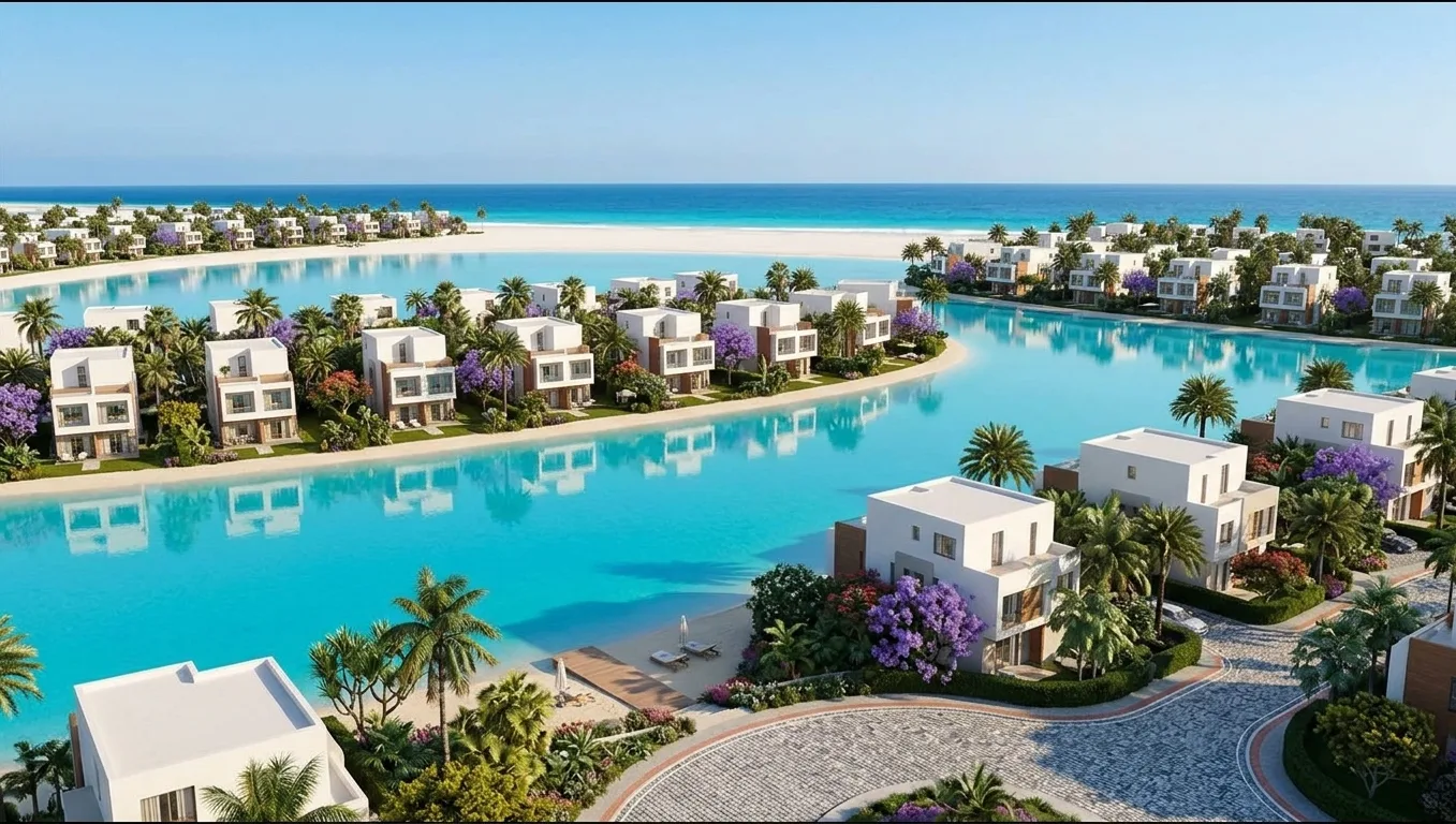 Concept visual of FOUR Ras El Hekma: homes along the water